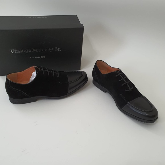 Vintage Foundry Basalt Oxford Leather Suede Black Dress Shoes Size 10 main image 8
